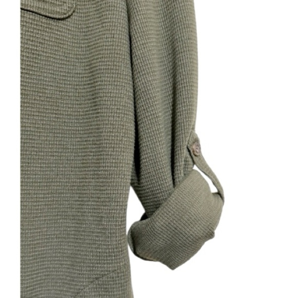 Duluth Trading Company Green Burly Thermal Waffle Knit Shirt Dress - Size Large - Picture 4 of 9